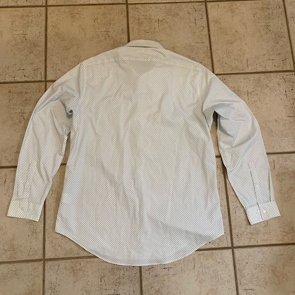 Calvin Klein Men's Stain Shield Slim Fit White with Teal/Grey Micro Dot - XL - Picture 2 of 6